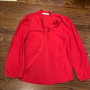 Red blouse with tie